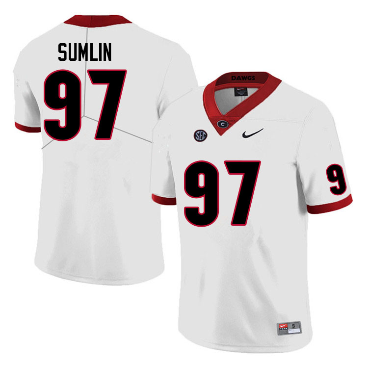 Men #97 Matthew Sumlin Georgia Bulldogs College Football Jerseys Sale-White Anniversary